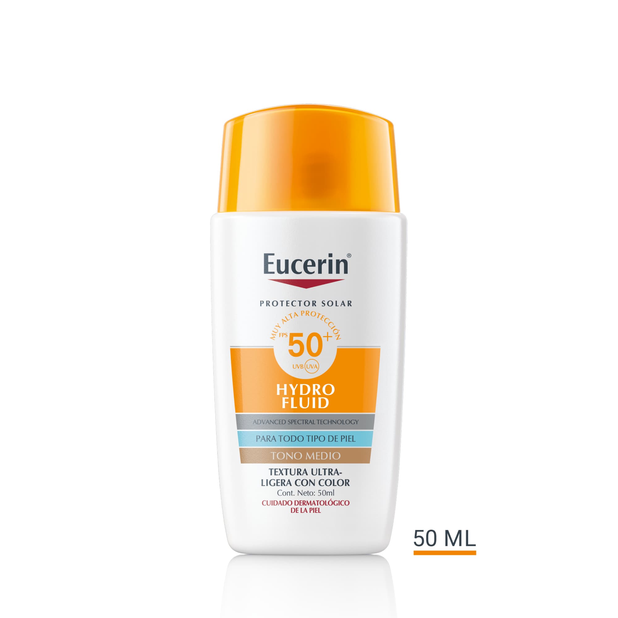 Protector Solar Facial Eucerin Hydro Fluid Tono Medio Fps 50+ Frasco 50 Ml