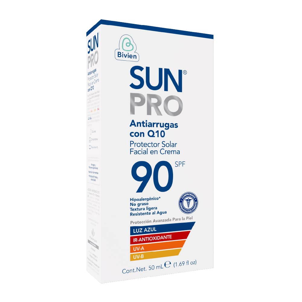 Protector Solar Facial En Crema Sun Pro Antiarrugas Con Q10 Spf 90 Tubo X 50Ml