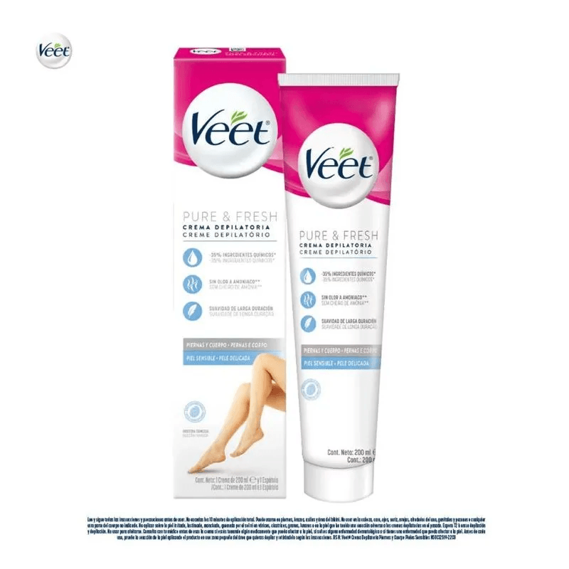 Crema Depilatoria Veet Pure Y Fresh Piel Sensible Tubo Por 200Ml