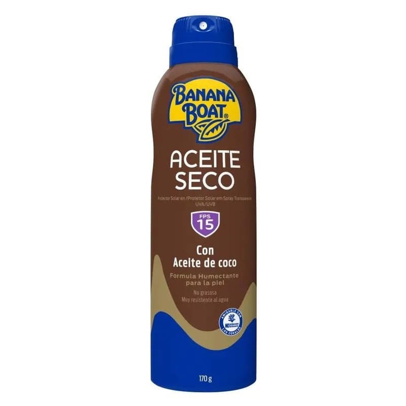 Protector Solar Aceite Seco Banana Boat Spf 15 Con Aceite De Coco Frasco X 170Gr