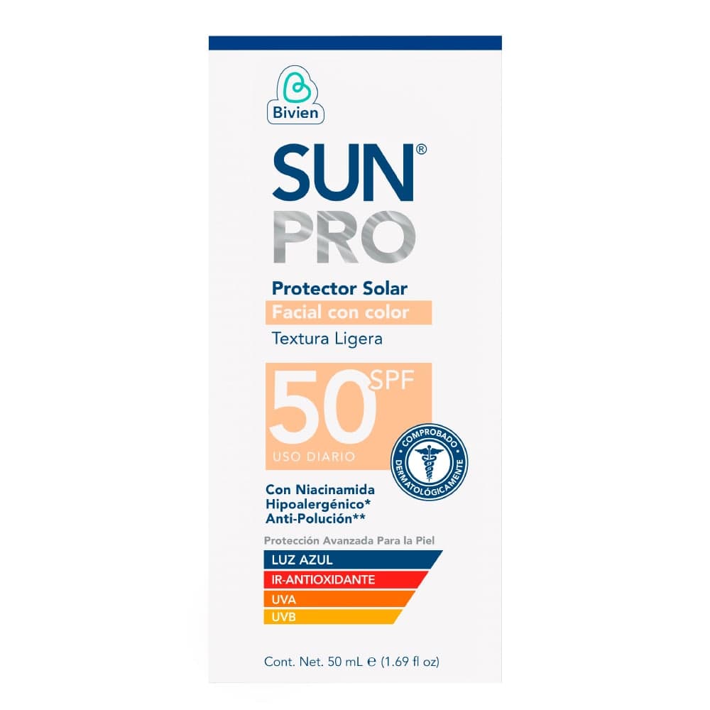 Protector Solar Facial Sun Pro Con Color Textura Ligera Spf 50 Frasco X 50Ml