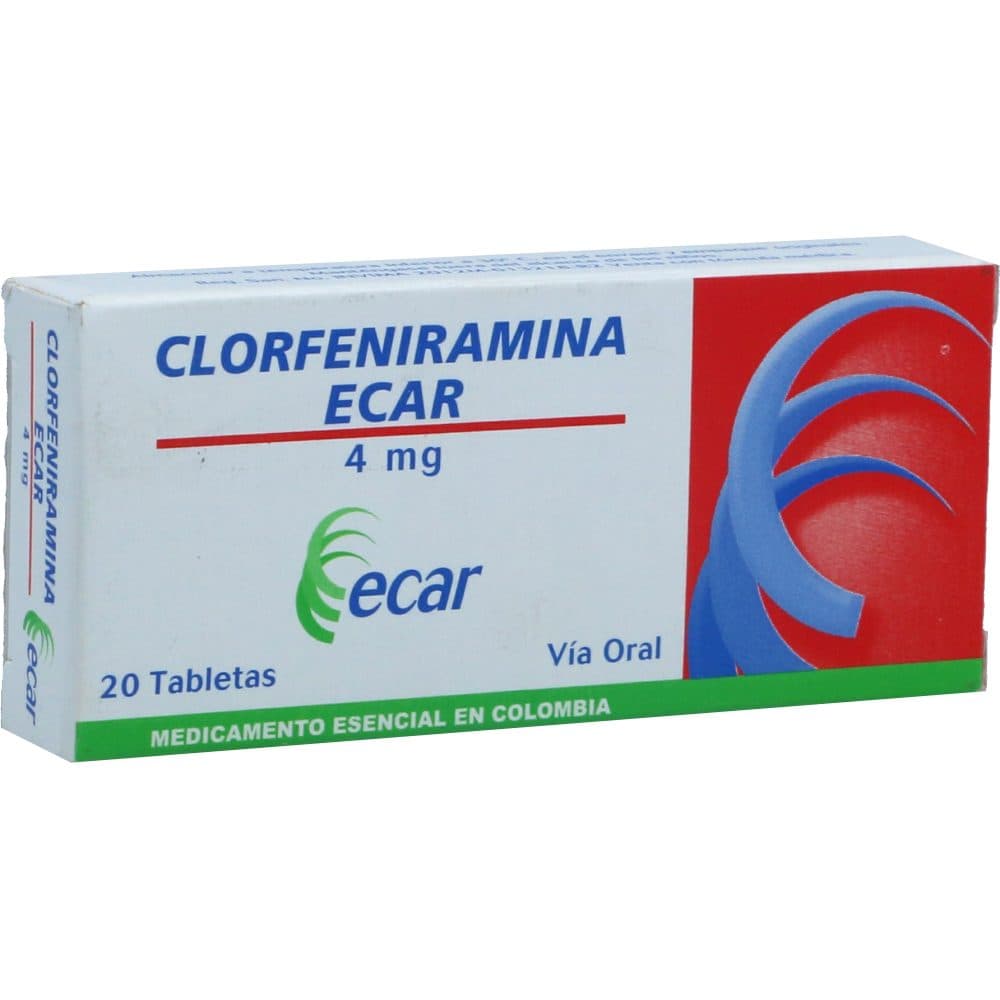 Clorfeniramina Ecar Tabletas 4Mg Caja X 20