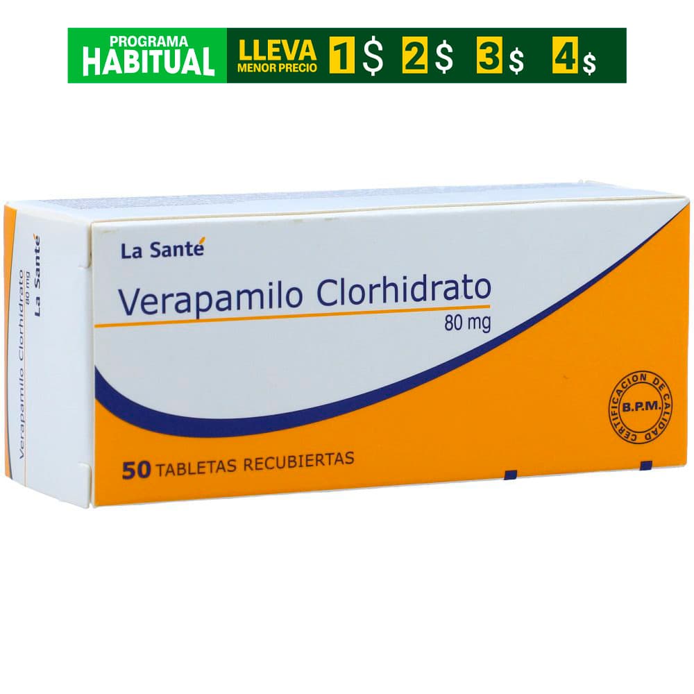 Verapamilo Clorhidrato La Santé 80Mg Caja X 50 Tabletas