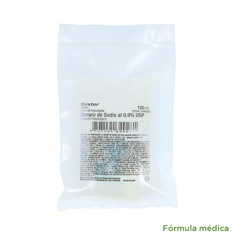 Cloruro De Sodio O Suero Fisiologico Solución Inyectable 0.9% Bolsa X 100Ml