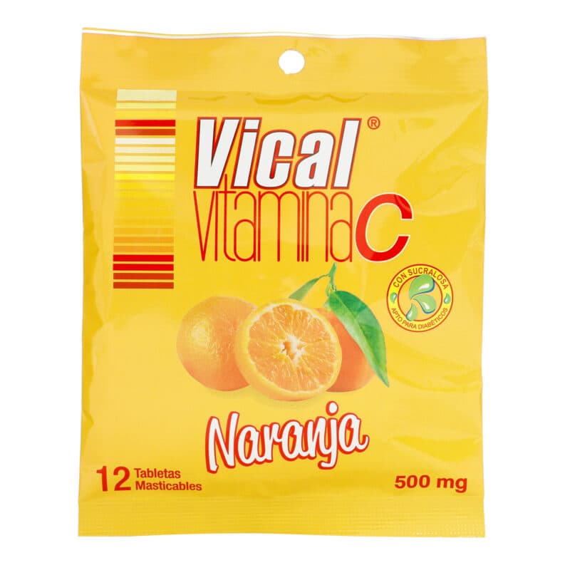 Vical Vitamina C Tableta Masticable Sabor A Naranja 500 Mg Sobre X 12