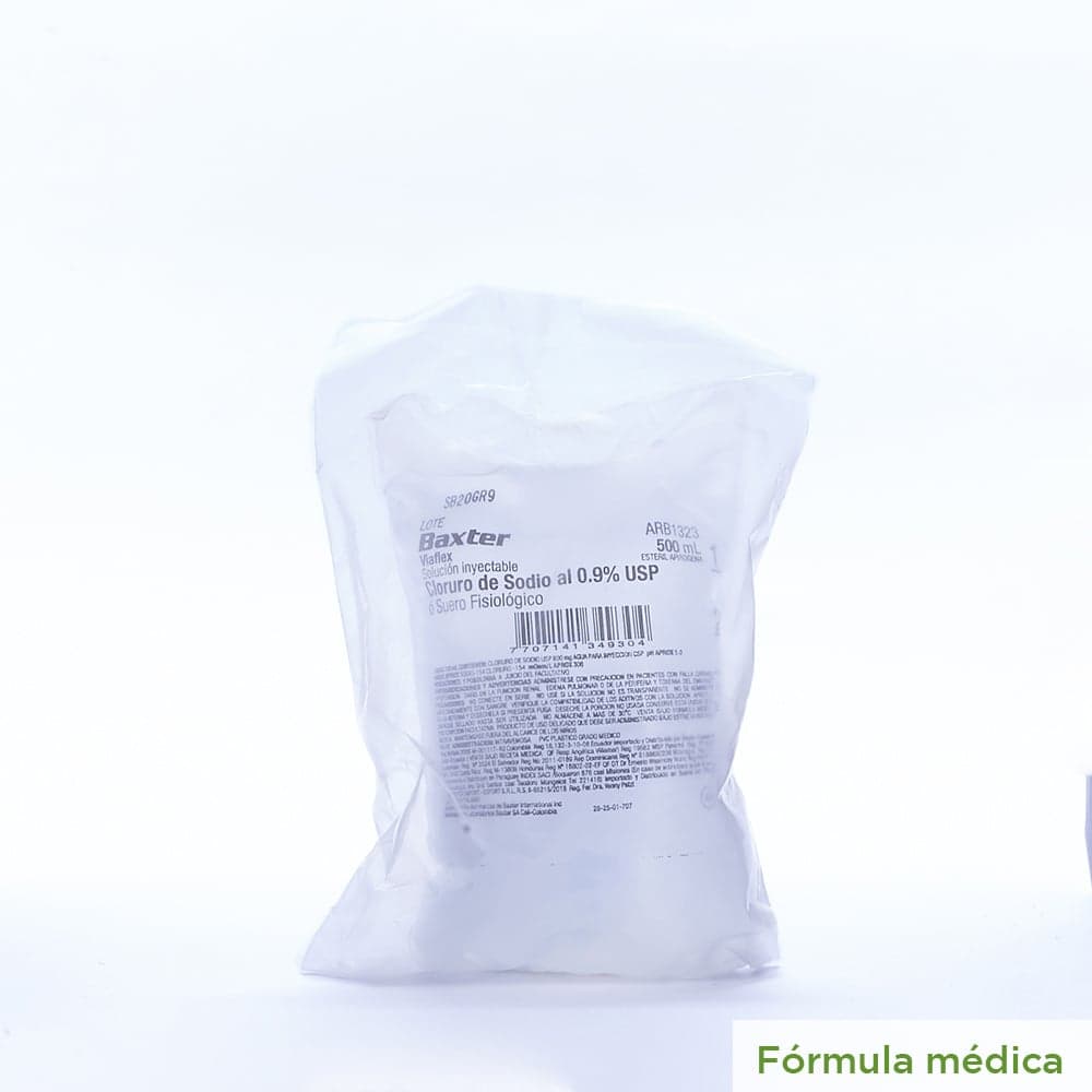 Cloruro De Sodio O Suero Fisiológico 0.9% Sol Iny Baxter Bolsa X 500Ml