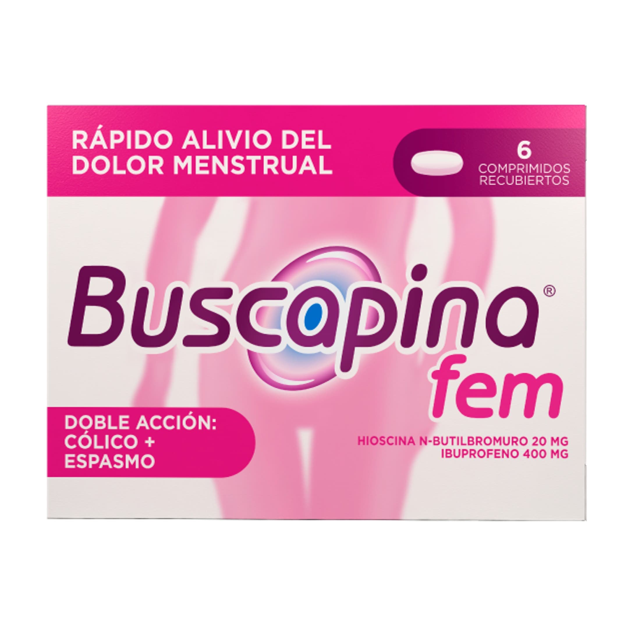 Buscapina Fem para Cólicos Menstruales (20+400) mg 6 Tabletas