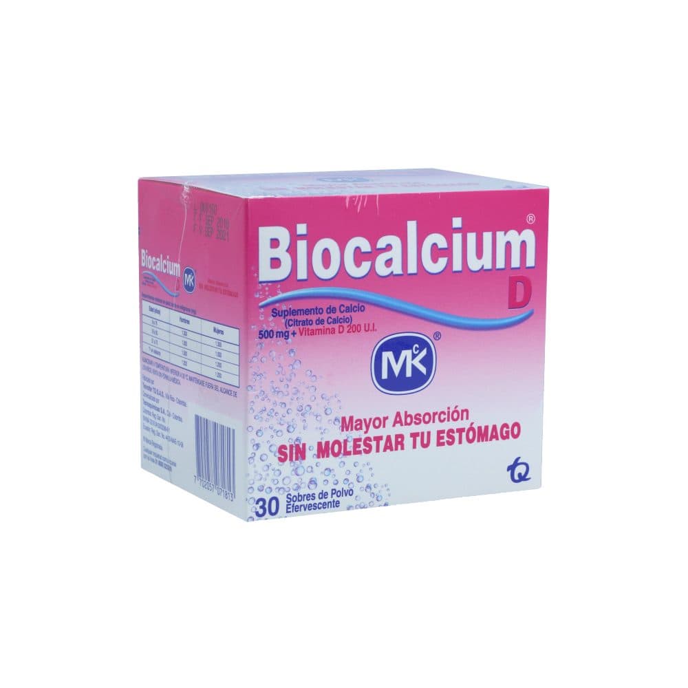 Biocalcium D Polvo Efervescente 500Mg+200Ui Caja X 30 Sobres X 4,44 Gr