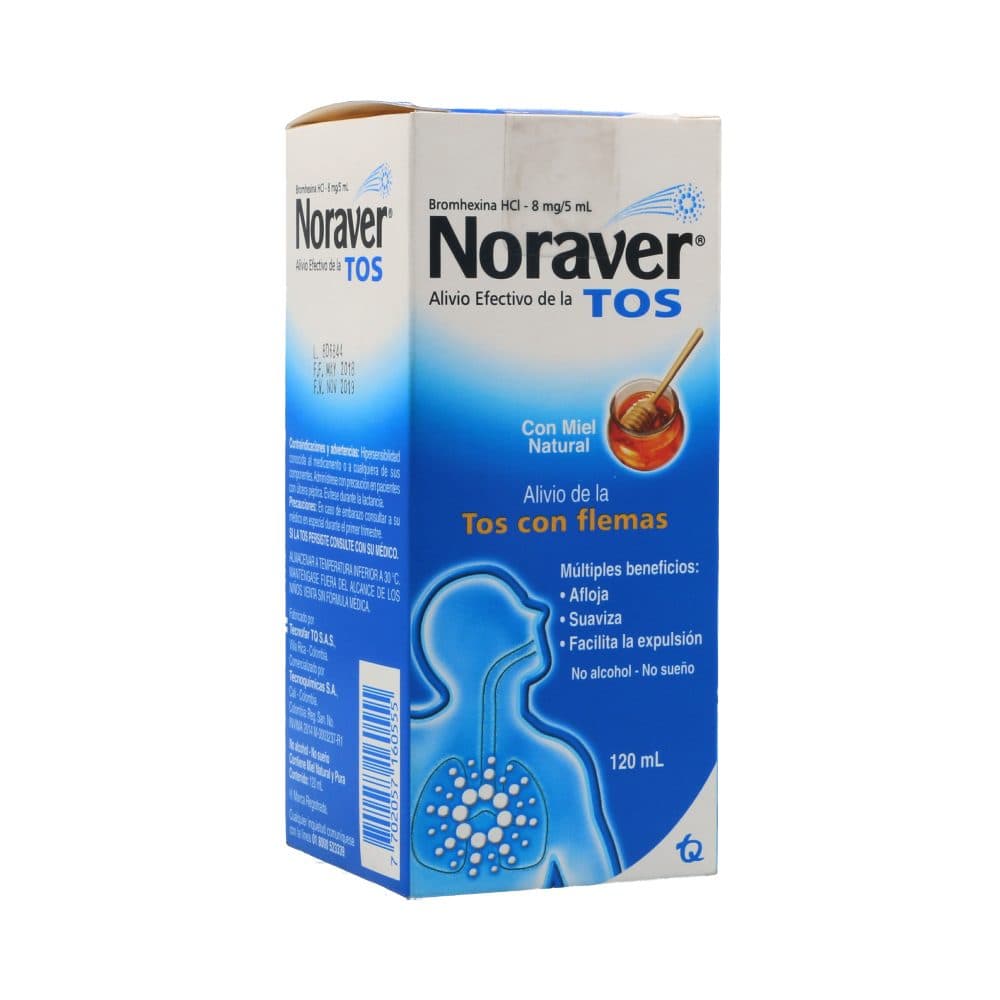 Noraver Tos 8Mg/5Ml Jarabe Frasco X 120Ml Miel