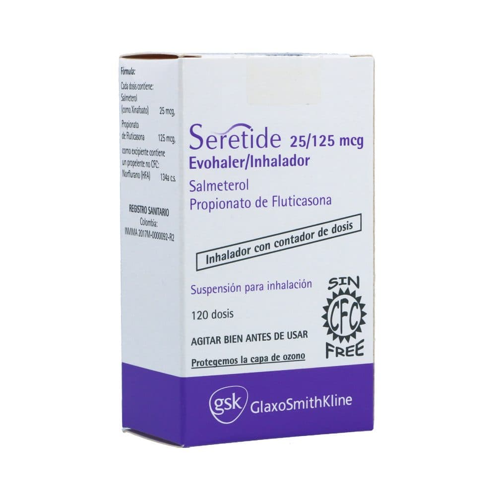 Seretide Inhalador Con Contador De Dosis (125+25)Mcg Suspensión Para Inhalación Frasco X 120 Dosis