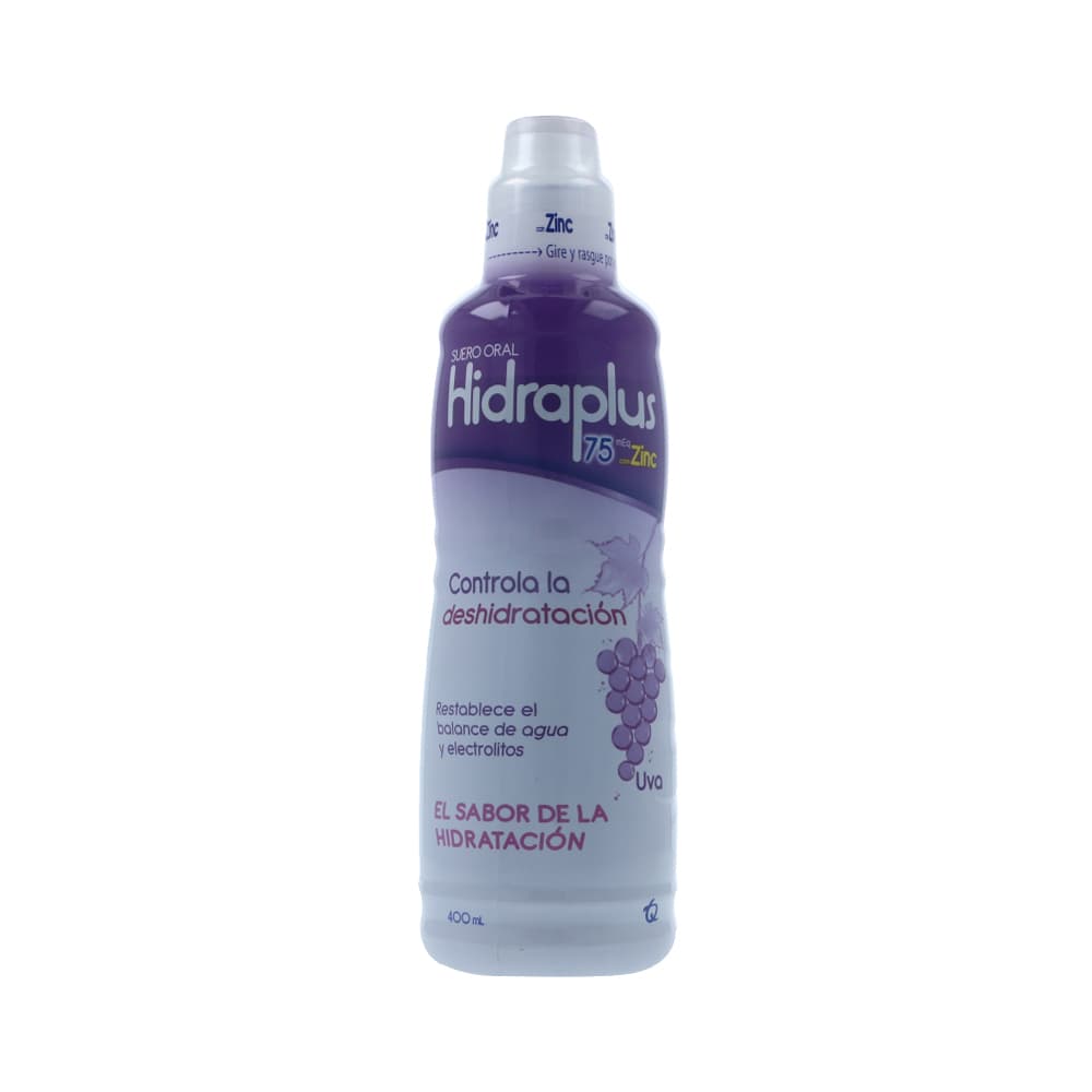 Sales de Rehidratación Oral Hidraplus con Zinc 75 mEq Uva 400 ml