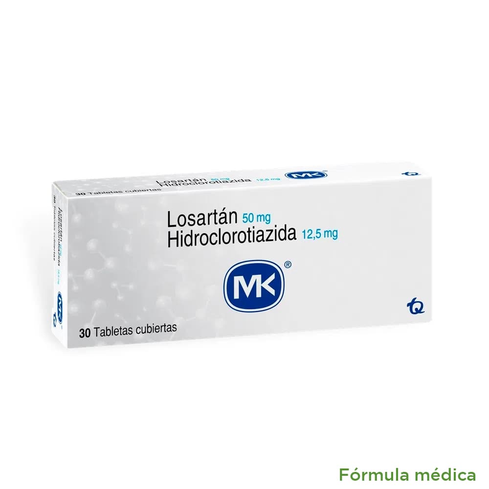 Hidroclorotiazida+Losartan (12.5+50)Mg Tabletas Recubiertas Caja X 30 Mk