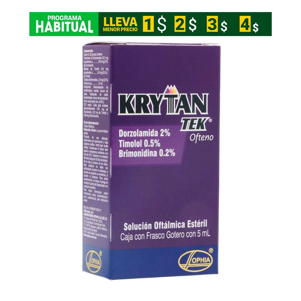 Krytantek Ofteno (2+20+5)Mg Solución Oftalmica Frasco X 5Ml