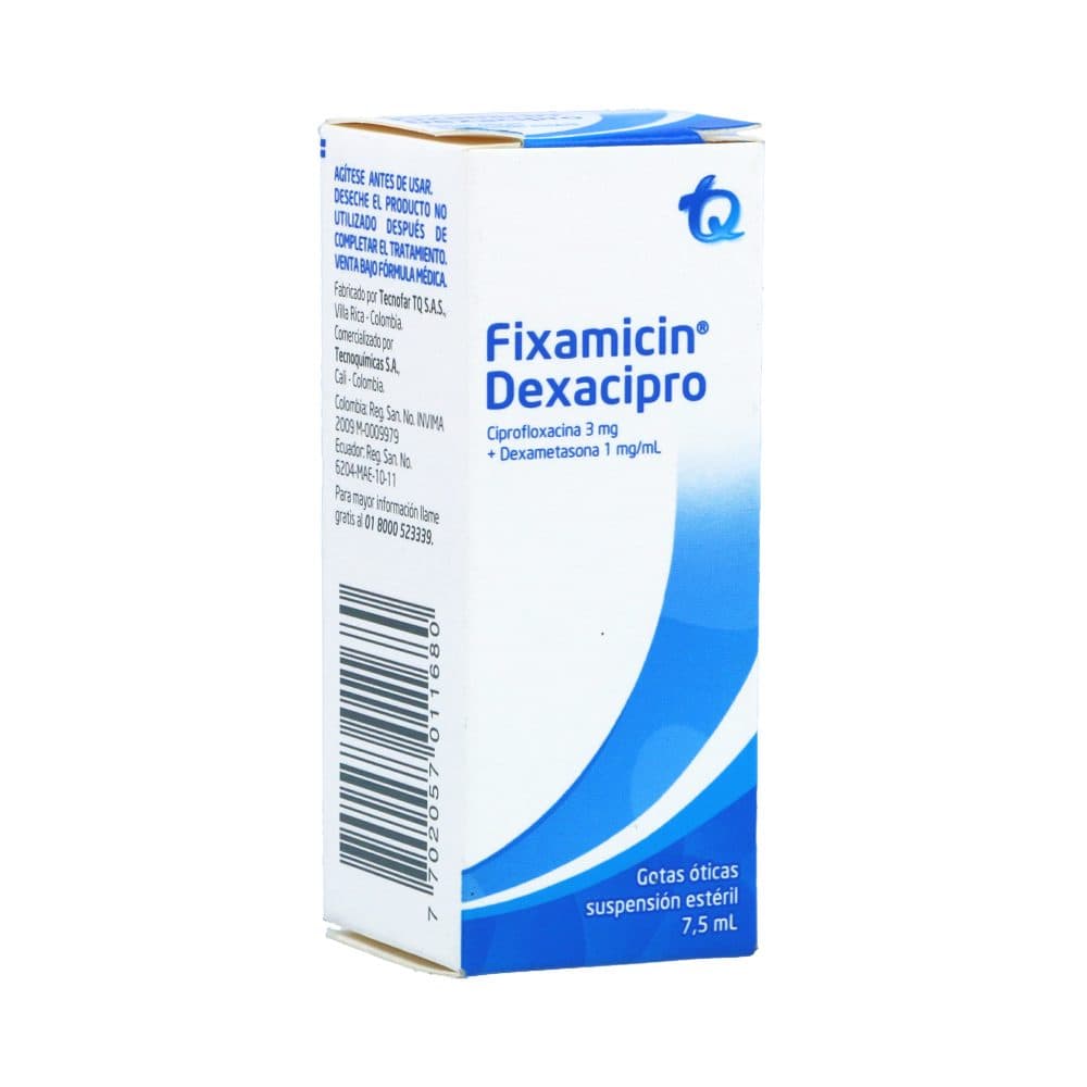 Fixamicin Dexacipro Suspensión Ótica Estéril (3Mg+1Mg)/Ml Frasco X 7 5Ml