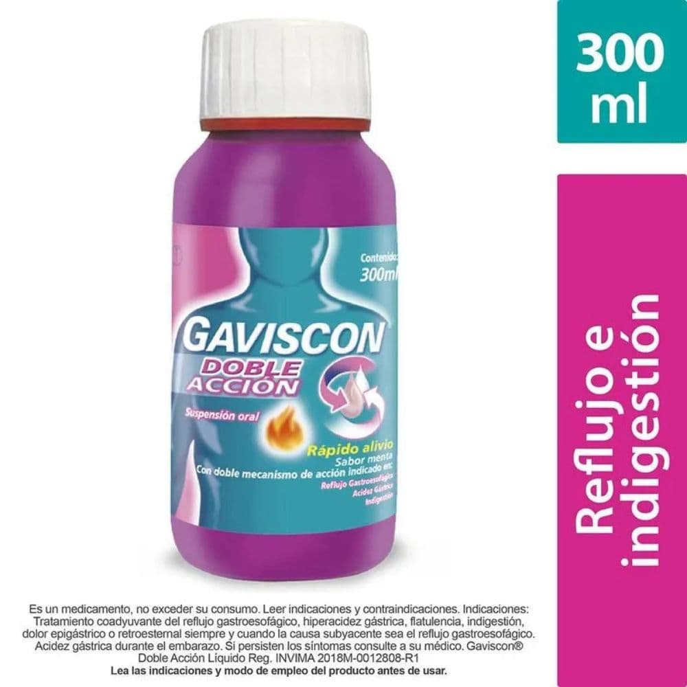 Gaviscon Doble Acción (5+2.25+2.13)Gr/100Ml Suspensión Frasco X 300Ml