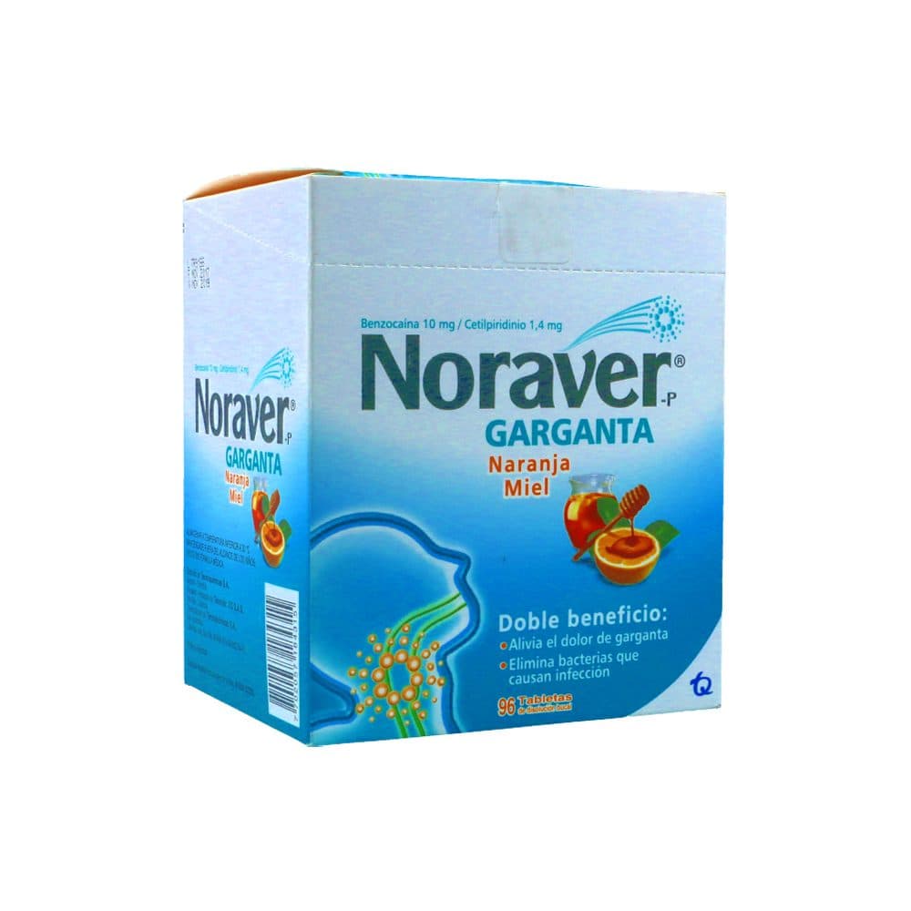 Noraver-P Garganta Pastillas Masticables Sabor Naranja Miel Sobres X 6