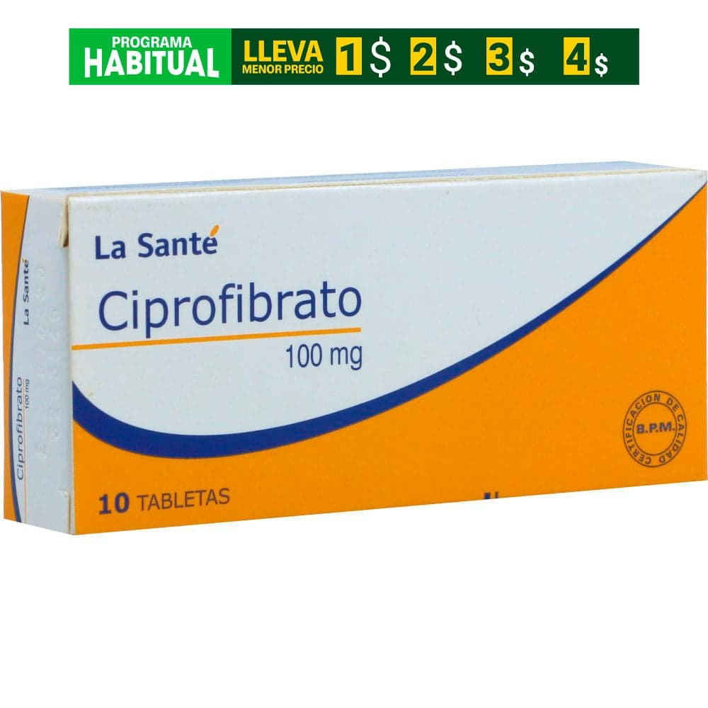 Ciprofibrato Lasante 100Mg Caja X 10 Tabletas