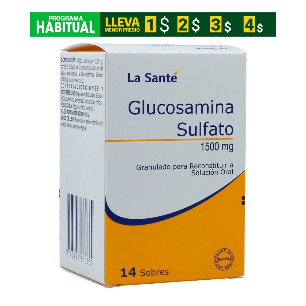 Glucosamina La Santé 1500Mg Caja X 14 Sobres X 3.8Gr Granulado