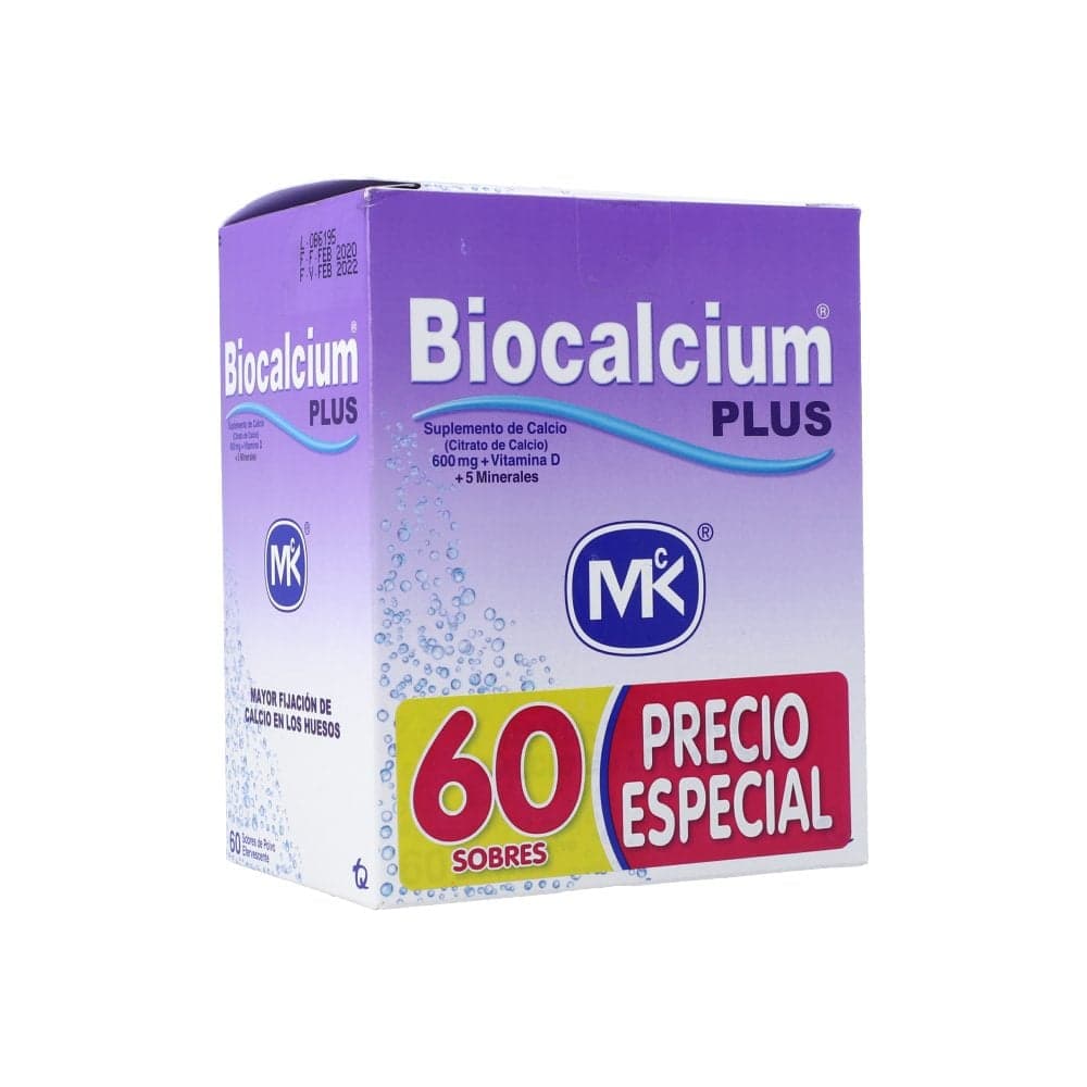 Promo Biocalcium Plus Múltiples Componentes Polvo Efervecente Caja X 60 Sobres