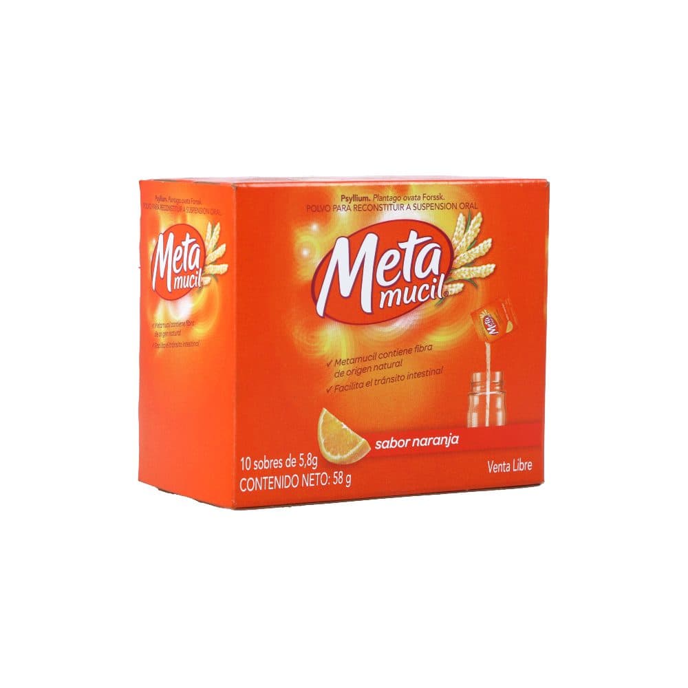 Metamucil Polvo Suspensión Oral Sabor A Naranja Caja X 10 Sobres