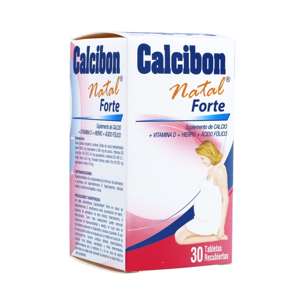 Calcibon Natal Forte (950(200Ca)Mg+(54.7(18Fe)Mg+0. Tableta Recubierta Frasco X 30