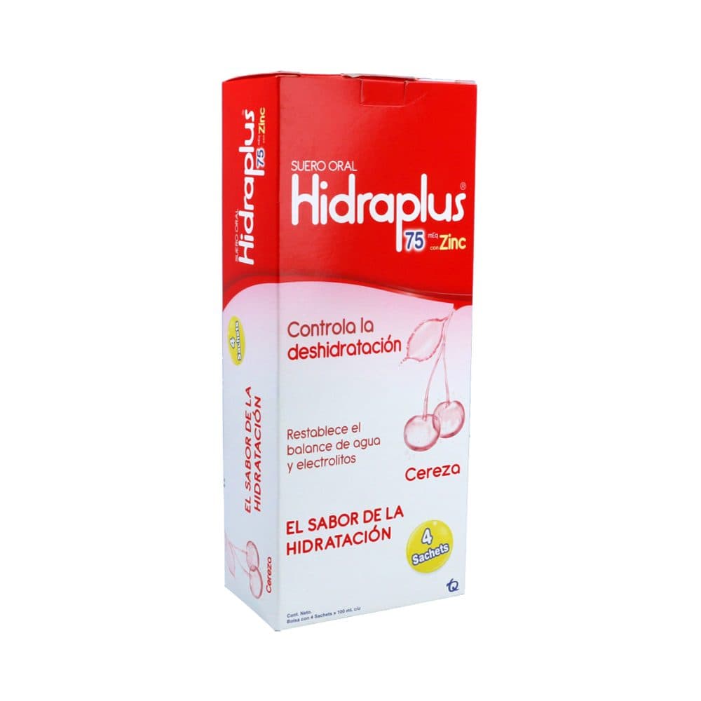 Hidraplus Zinc 75 Meq Caja X 4 Sobres Sabor Cereza Solución Oral