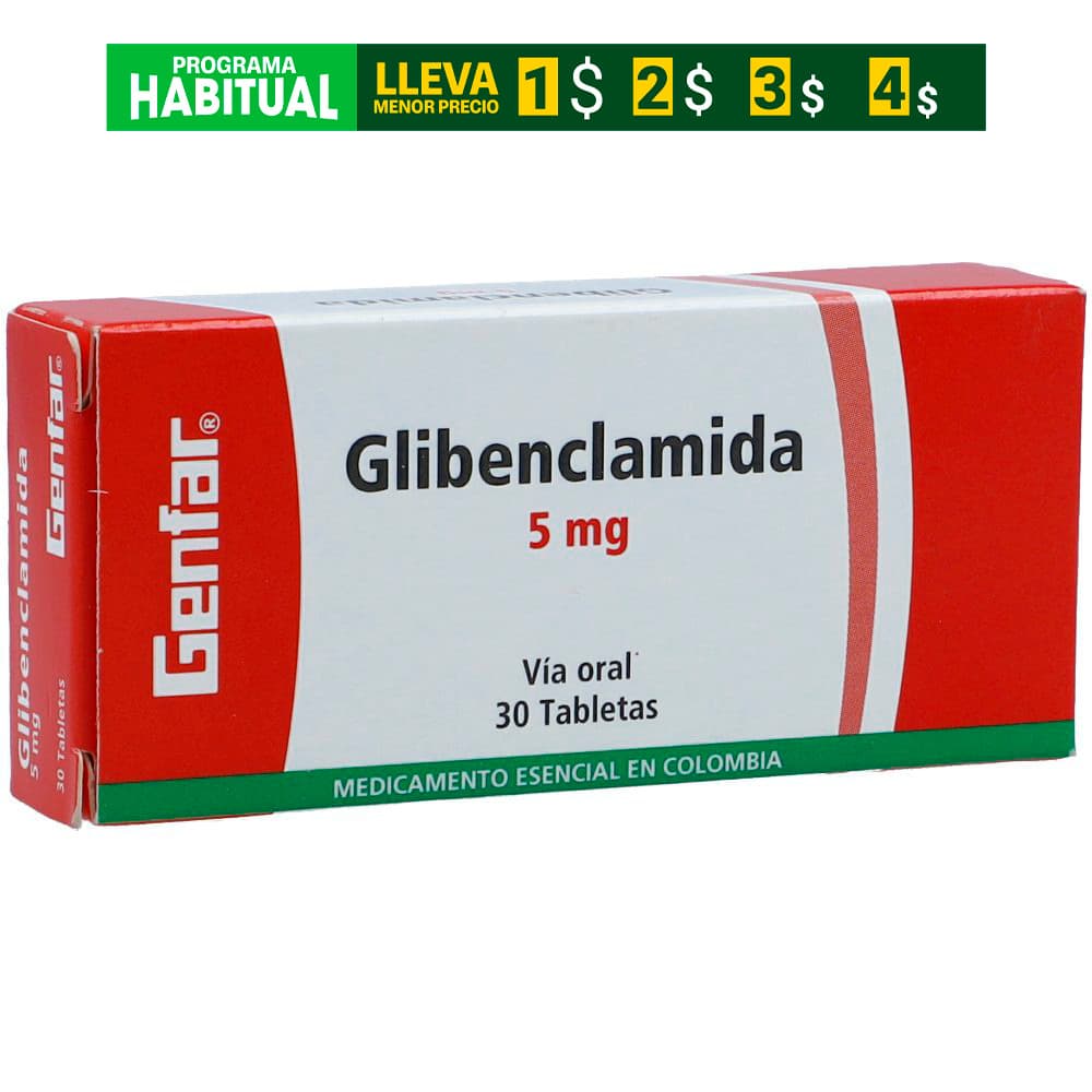 Glibenclamida Genfar 5Mg Caja X 30 Tabletas
