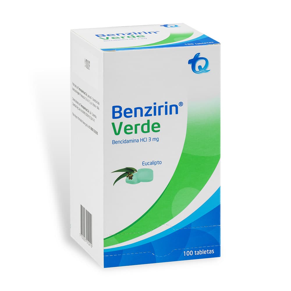 Benzirin Verde 3Mg Tabletas Masticables Eucalipto X 1 Blister
