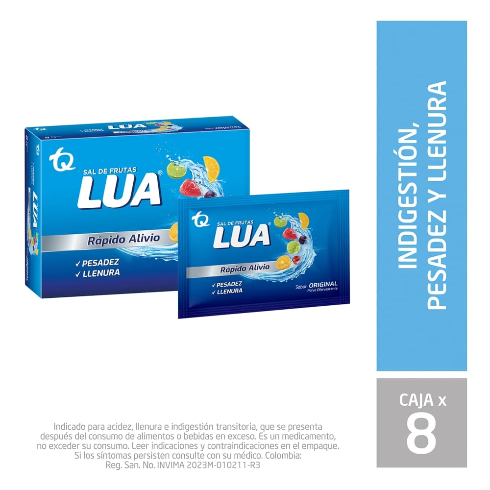 Sal De Frutas Lúa Polvo Efervescente Caja X 8 Sobres X 5G