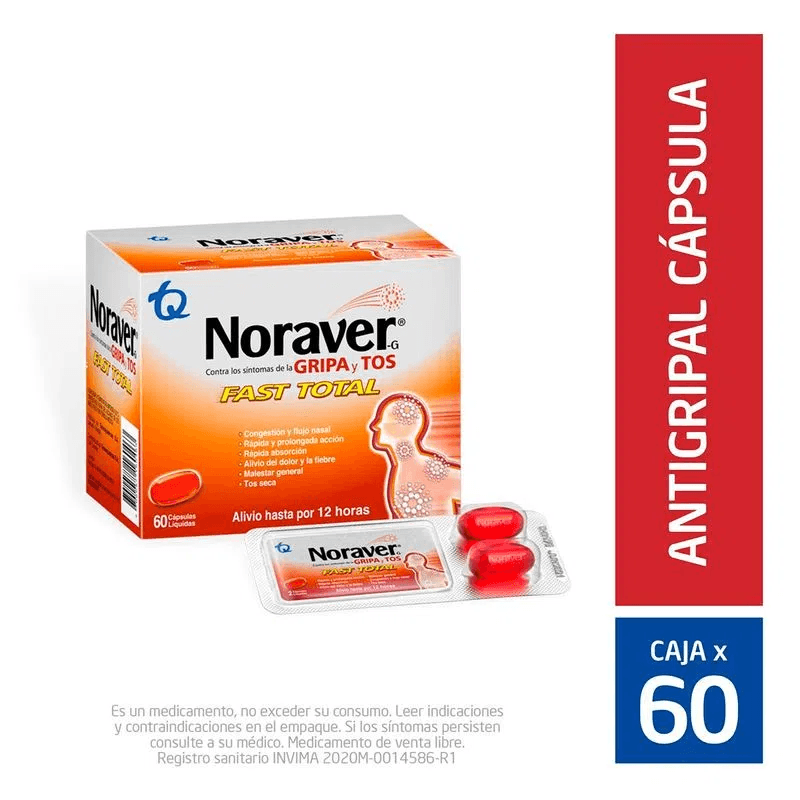 Noraver Gripa Y Tos Fast Total Blister X 2 Capsulas
