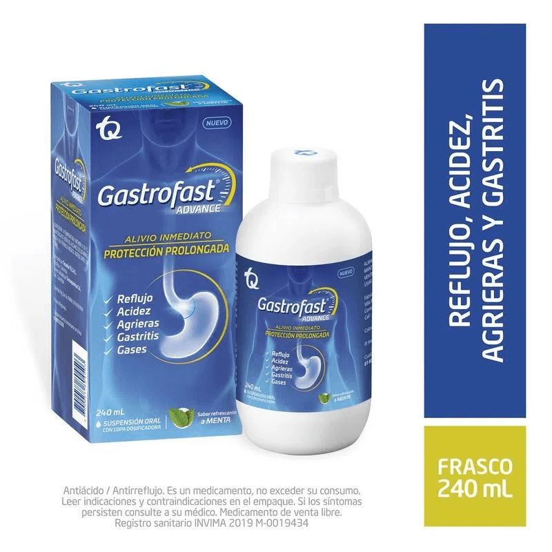 Gastrofast Advance (250+133.5+400+60)Mg/5Ml Suspensión Oral Frasco X 240Ml Menta