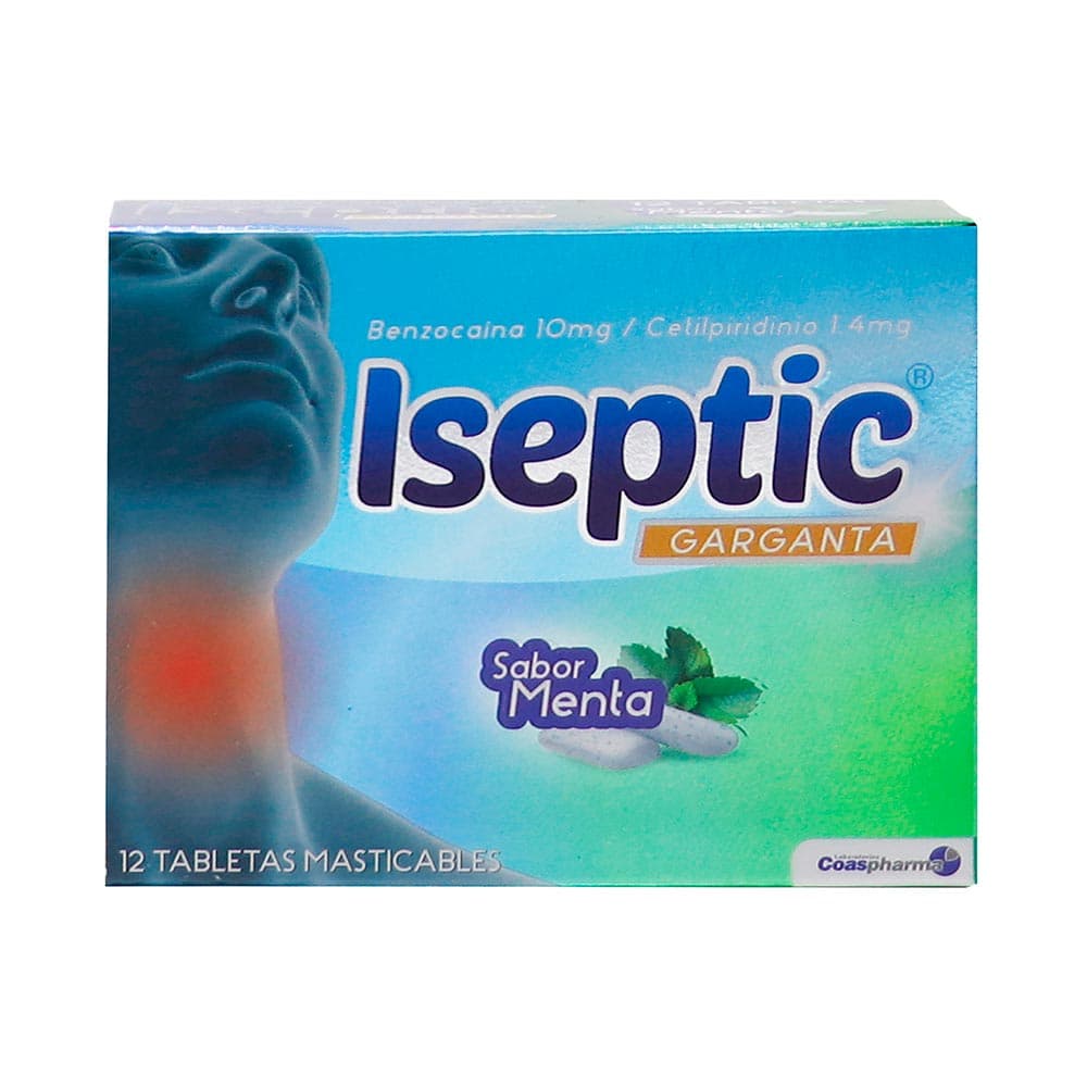 Iseptic (10+1.4)Mg Menta Tabletas Masticables Caja X 12