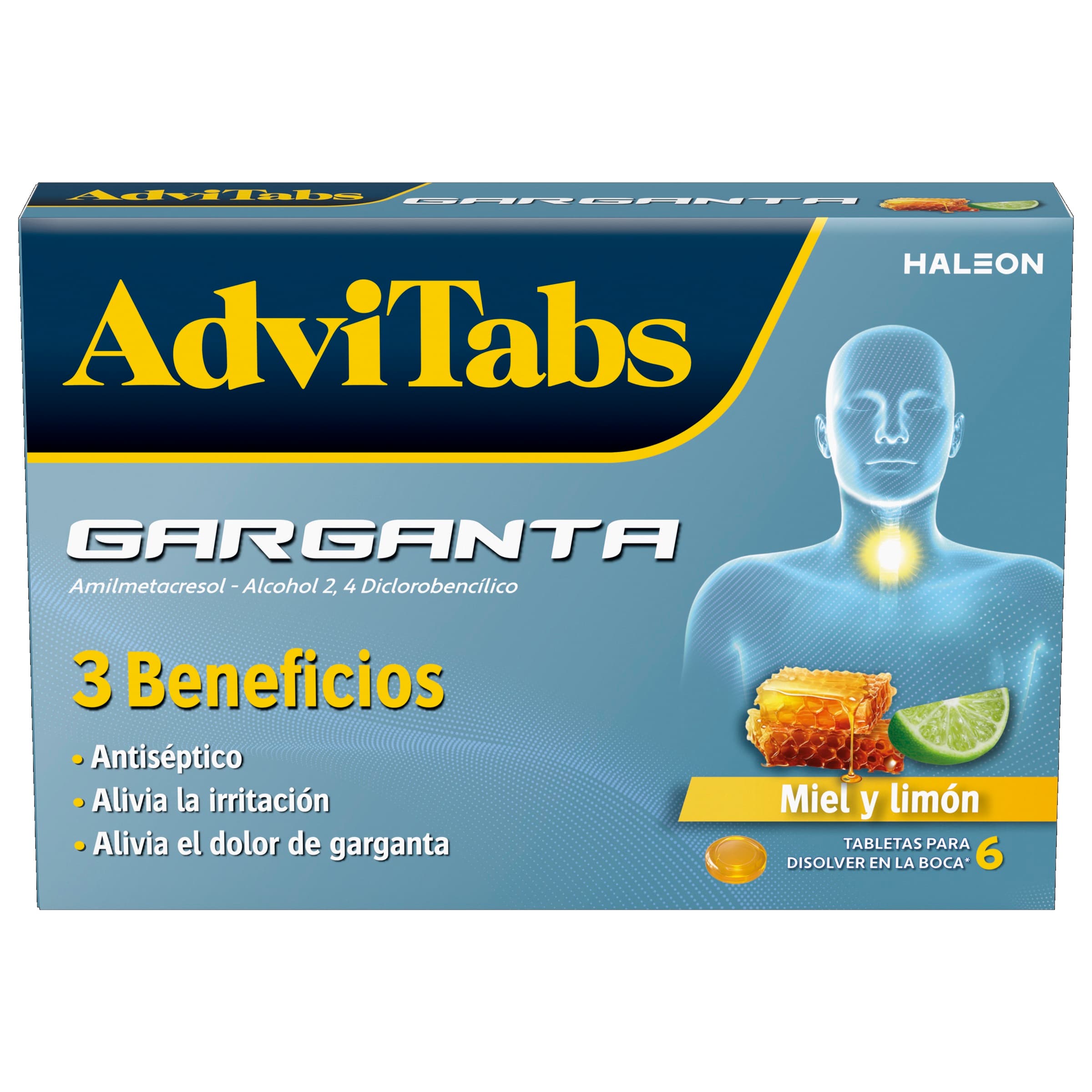 Advitabs Garganta (0.6+1.2)Mg Tableta Caja X 6 Miel-Limon