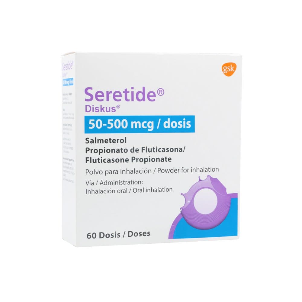 Seretide Diskus Polvo Para Inhalación (50Mcg+500Mcg) Frasco X 60Dosis