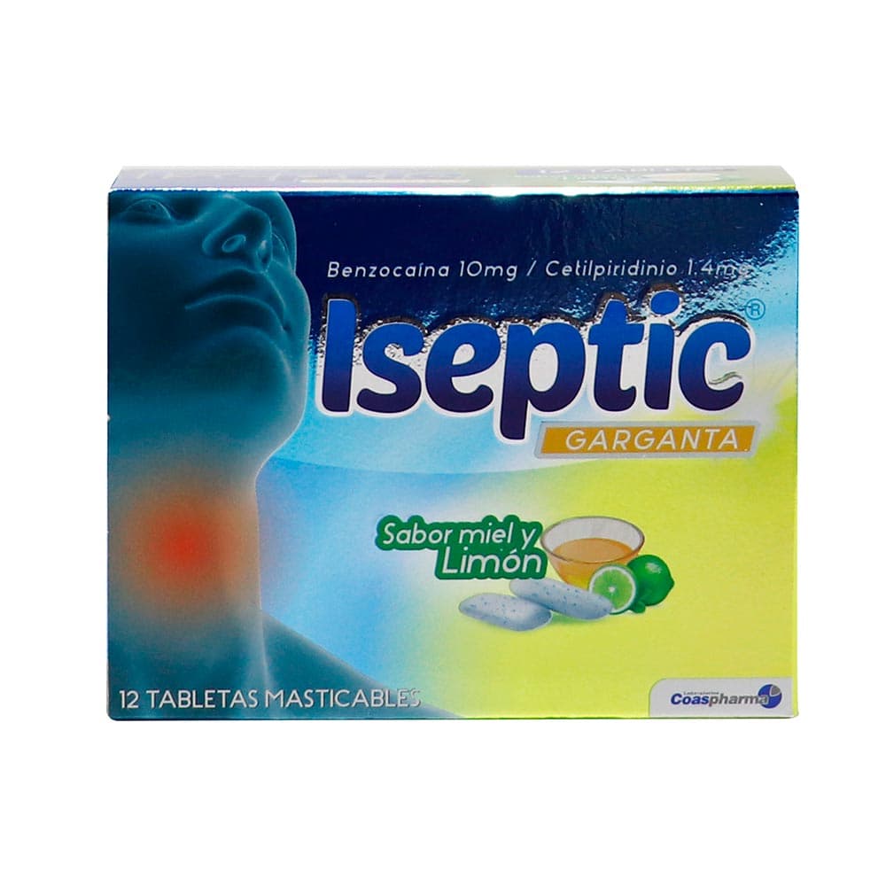 Iseptic (10+1.4)Mg Lima Limón Tabletas Masticables Caja X 12